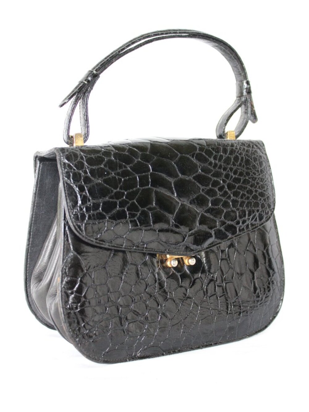 Coblentz vintage handbag satchel evening kelly purse aligator belly crocodile